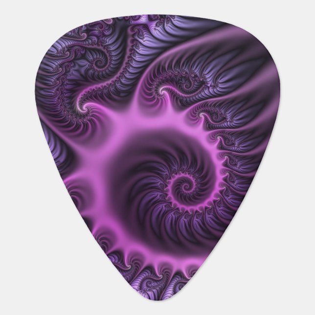 Vivid Abstract Cool Pink Purple Fractal Art Spiral Guitar Pick (Front)