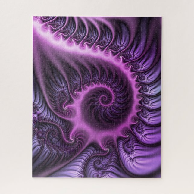 Vivid Abstract Cool Pink Purple Fractal Art Spiral Jigsaw Puzzle (Vertical)