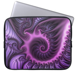 Vivid Abstract Cool Pink Purple Fractal Art Spiral Laptop Sleeve