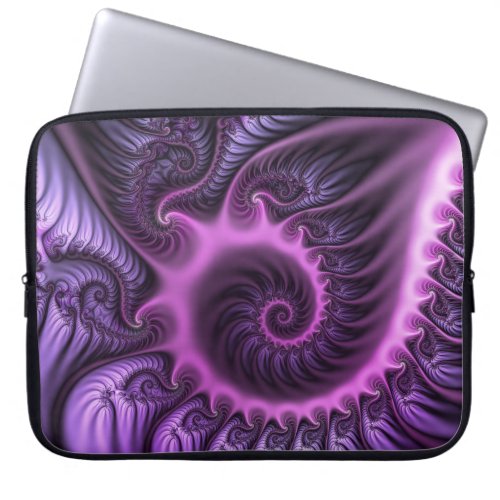 Vivid Abstract Cool Pink Purple Fractal Art Spiral Laptop Sleeve