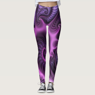 Vivid Abstract Cool Pink Purple Fractal Art Spiral Leggings