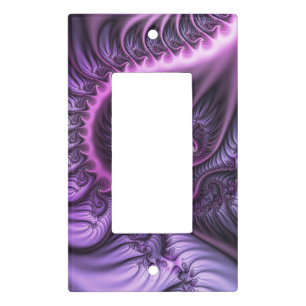 Vivid Abstract Cool Pink Purple Fractal Art Spiral Light Switch Cover