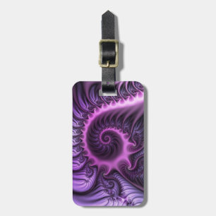 Vivid Abstract Cool Pink Purple Fractal Art Spiral Luggage Tag
