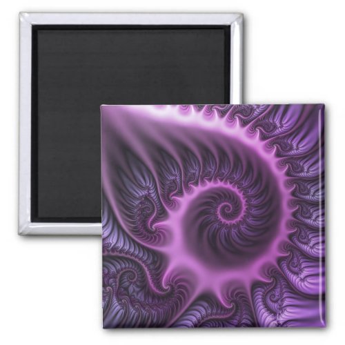 Vivid Abstract Cool Pink Purple Fractal Art Spiral Magnet