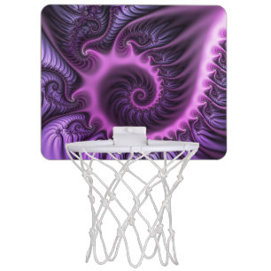 Vivid Abstract Cool Pink Purple Fractal Art Spiral Mini Basketball Hoop