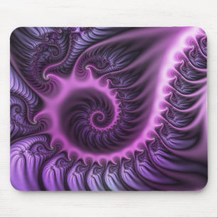 Vivid Abstract Cool Pink Purple Fractal Art Spiral Mouse Pad