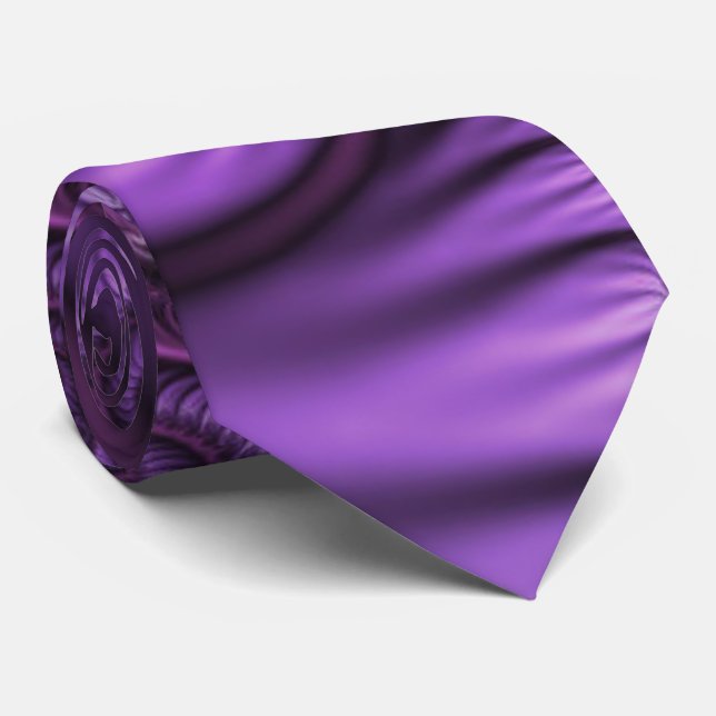 Vivid Abstract Cool Pink Purple Fractal Art Spiral Neck Tie (Rolled)