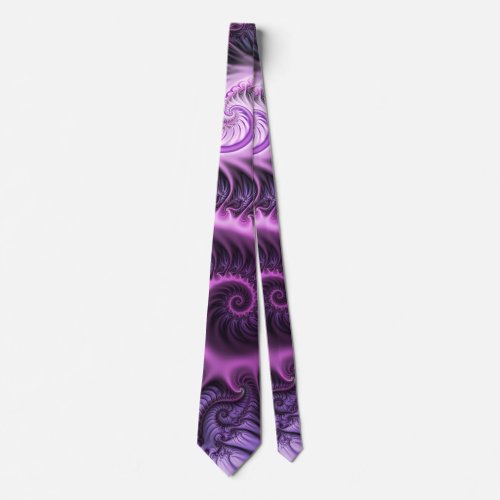 Vivid Abstract Cool Pink Purple Fractal Art Spiral Neck Tie