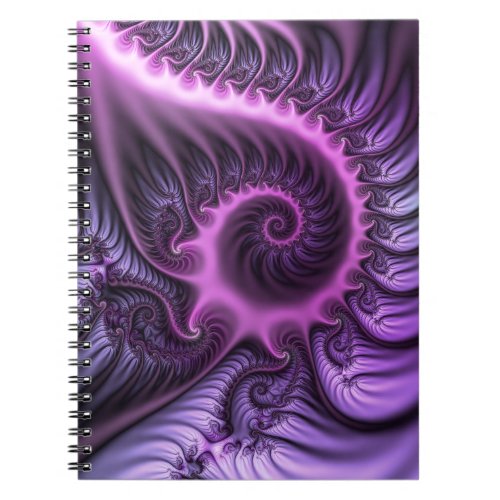 Vivid Abstract Cool Pink Purple Fractal Art Spiral Notebook