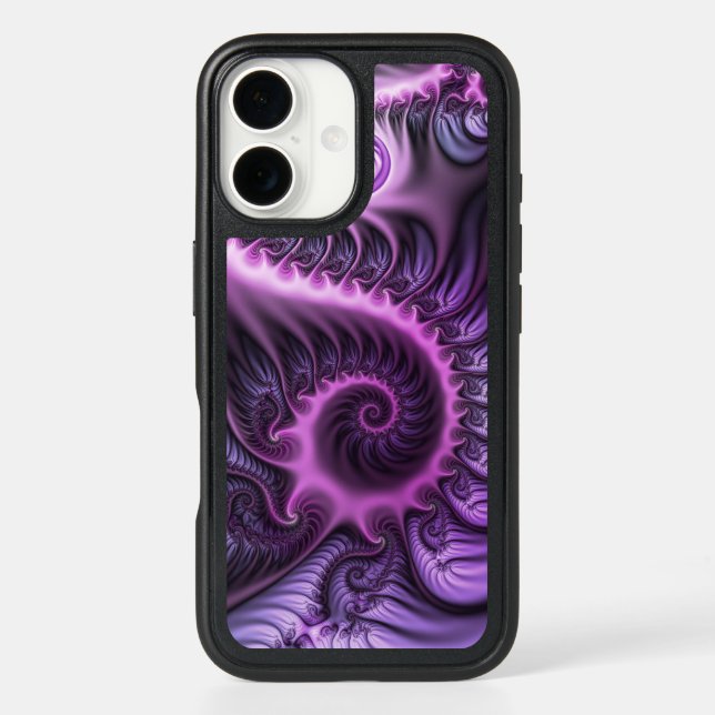 Vivid Abstract Cool Pink Purple Fractal Art Spiral Otterbox iPhone Case (Back)