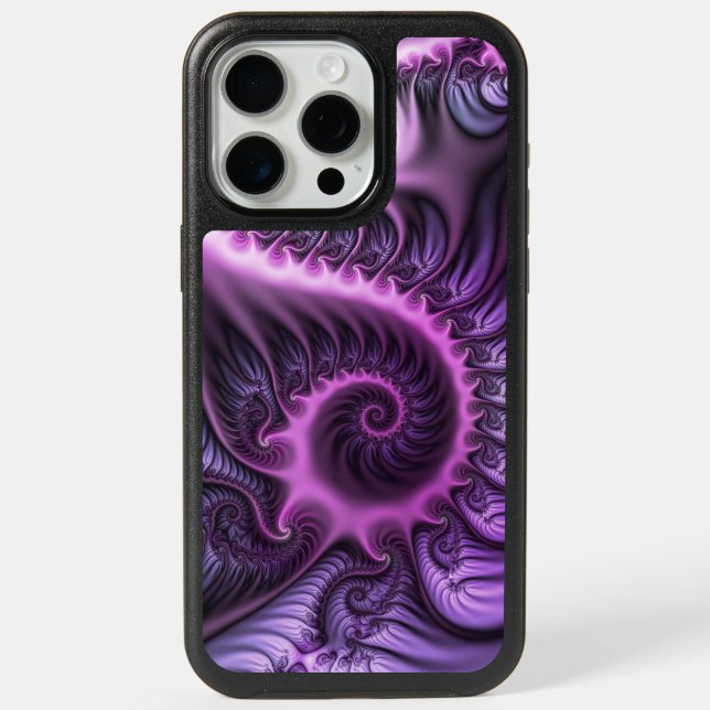 Vivid Abstract Cool Pink Purple Fractal Art Spiral Otterbox iPhone Case (Back)