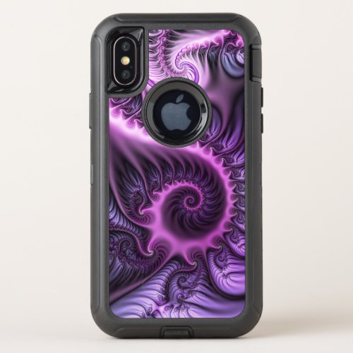 Vivid Abstract Cool Pink Purple Fractal Art Spiral OtterBox Defender iPhone X Case