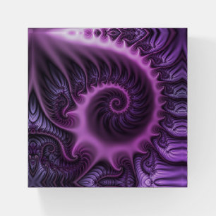 Vivid Abstract Cool Pink Purple Fractal Art Spiral Paperweight