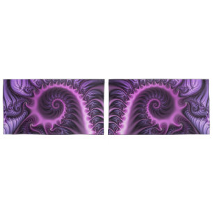 Vivid Abstract Cool Pink Purple Fractal Art Spiral Pillow Case