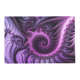 Vivid Abstract Cool Pink Purple Fractal Art Spiral Placemat