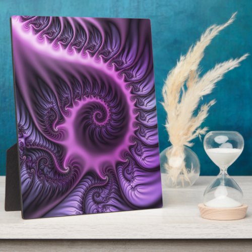 Vivid Abstract Cool Pink Purple Fractal Art Spiral Plaque