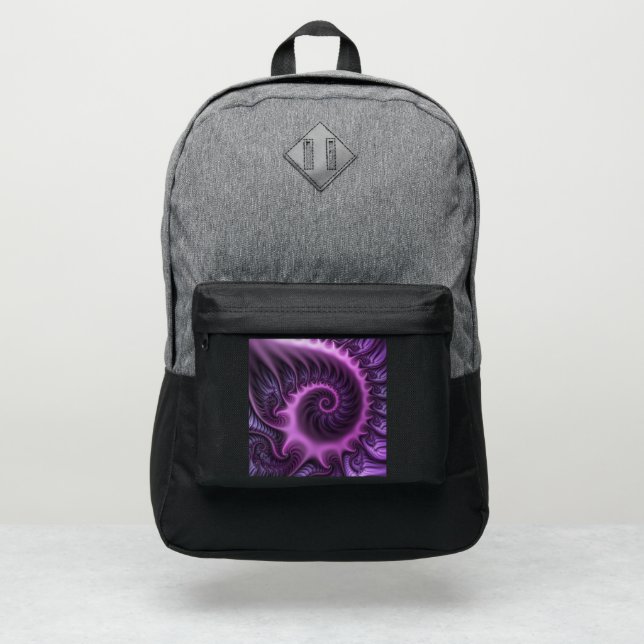 Vivid Abstract Cool Pink Purple Fractal Art Spiral Port Authority® Backpack (Front)