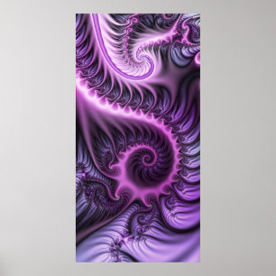 Vivid Abstract Cool Pink Purple Fractal Art Spiral Poster