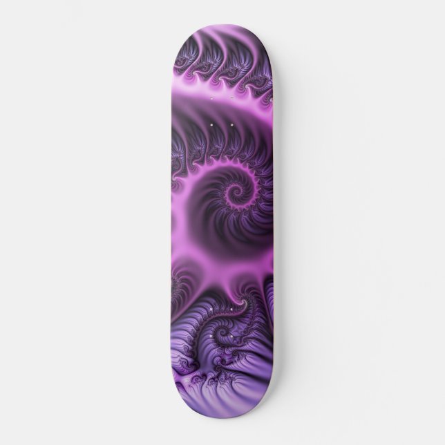 Vivid Abstract Cool Pink Purple Fractal Art Spiral Skateboard (Front)