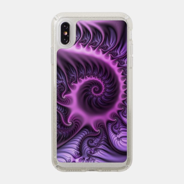 Vivid Abstract Cool Pink Purple Fractal Art Spiral Speck iPhone XS Max Case (Front (Silver Phone))