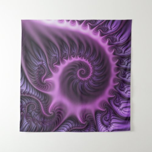Vivid Abstract Cool Pink Purple Fractal Art Spiral Tapestry