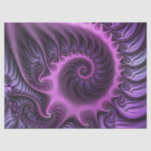 Vivid Abstract Cool Pink Purple Fractal Art Spiral Tissue Paper