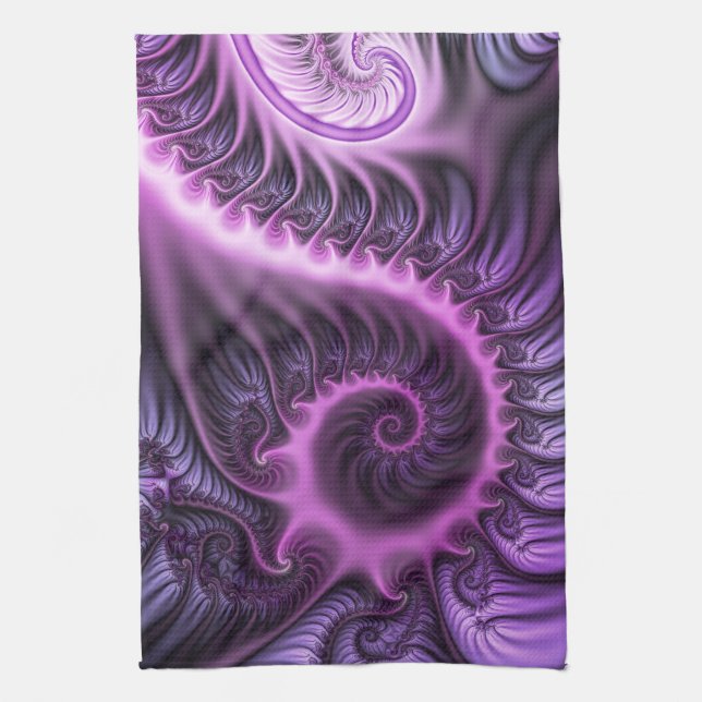 Vivid Abstract Cool Pink Purple Fractal Art Spiral Towel (Vertical)