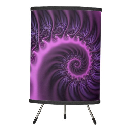 Vivid Abstract Cool Pink Purple Fractal Art Spiral Tripod Lamp