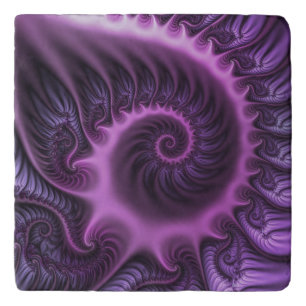 Vivid Abstract Cool Pink Purple Fractal Art Spiral Trivet