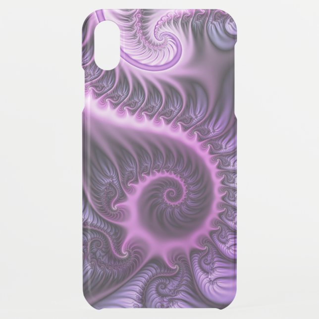 Vivid Abstract Cool Pink Purple Fractal Art Spiral Uncommon iPhone Case (Back)