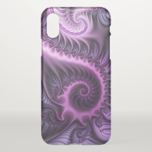 Vivid Abstract Cool Pink Purple Fractal Art Spiral iPhone XS Case