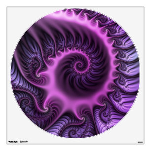 Vivid Abstract Cool Pink Purple Fractal Art Spiral Wall Decal