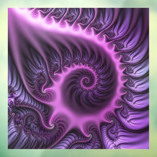 Vivid Abstract Cool Pink Purple Fractal Art Spiral Window Cling
