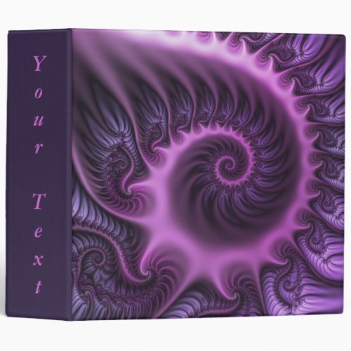 Vivid Abstract Cool Pink Purple Fractal Art Text 3 Ring Binder