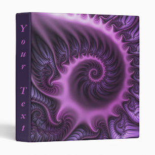 Vivid Abstract Cool Pink Purple Fractal Art Text 3 Ring Binder