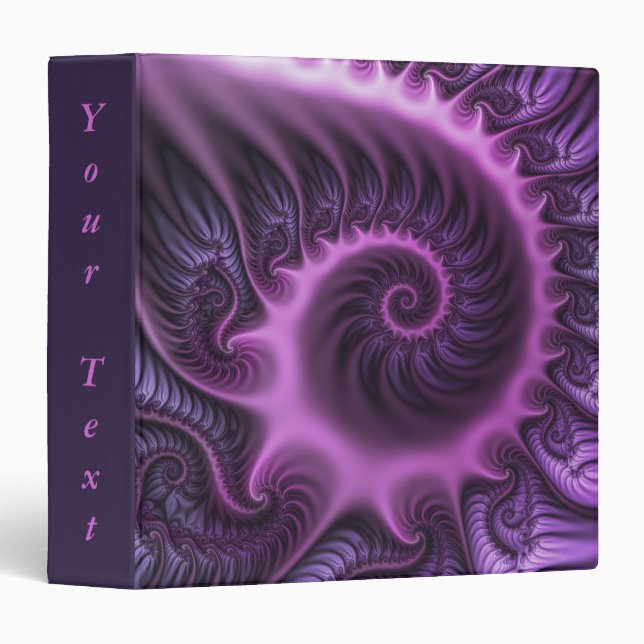 Vivid Abstract Cool Pink Purple Fractal Art Text Binder (Front/Spine)