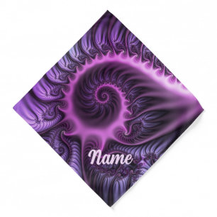Vivid Abstract Cool Pink Purple Fractal Spiral Pet Bandana