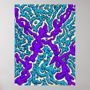 Vivid Abstract Crossroads in Blue & Purple Poster