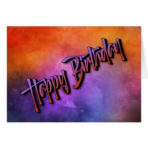 Vivid Abstract Flame Red and Purple Birthday Card