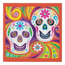 Vivid Abstract Floral Skulls