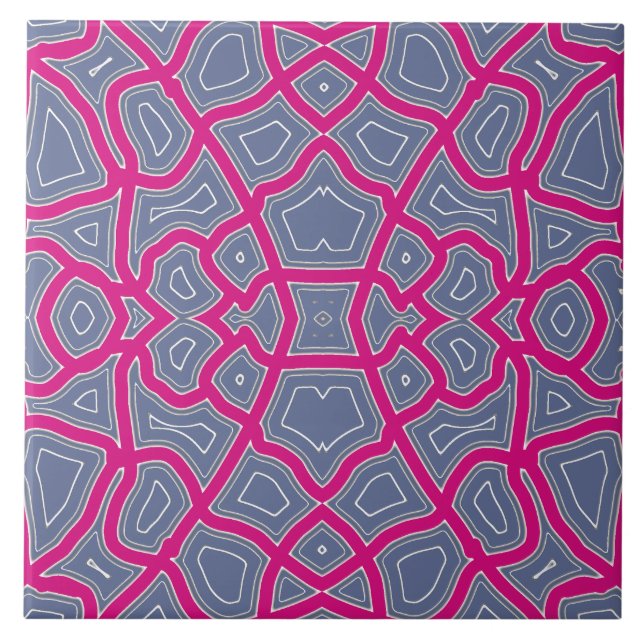 Vivid Abstract Geo-Contour Pattern Ceramic Tile (Front)