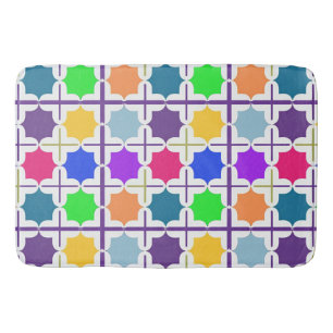 Vivid Abstract Geometric Pattern in Bold Colors Bath Mat