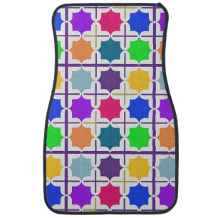 Vivid Abstract Geometric Pattern in Bold Colors Car Floor Mat