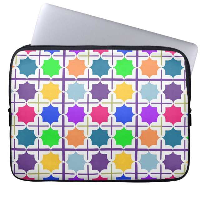 Vivid Abstract Geometric Pattern in Bold Colors Laptop Sleeve (Front)