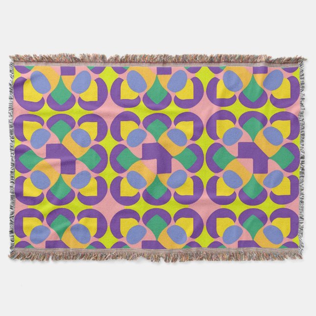 Vivid Abstract Geometric Pattern in Bold Colors Throw Blanket (Front)