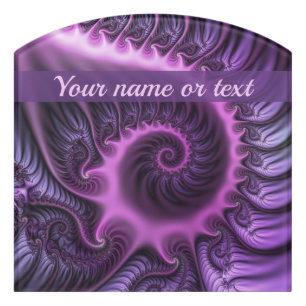 Vivid Abstract Pink Purple Fractal Art Spiral Name Door Sign