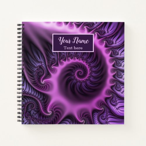 Vivid Abstract Pink Purple Fractal Art Spiral Name Notebook