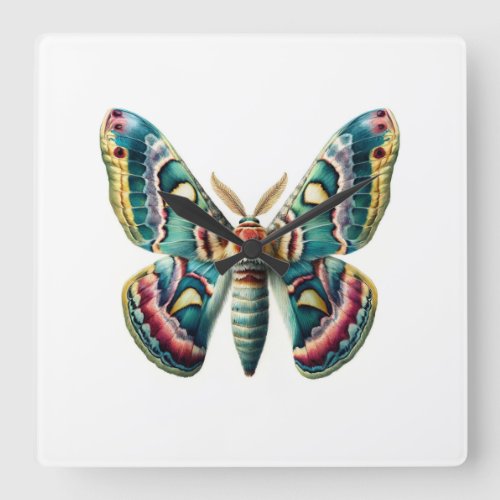 Vivid Aethes Moth IREF651 _ Watercolor Square Wall Clock