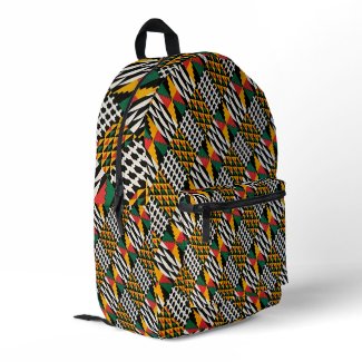 Vivid African Colors In Graphic Diamond Pattern Printed Backpack