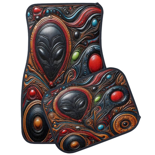 Vivid Alien Encounter Art Car Floor Mat (Set)